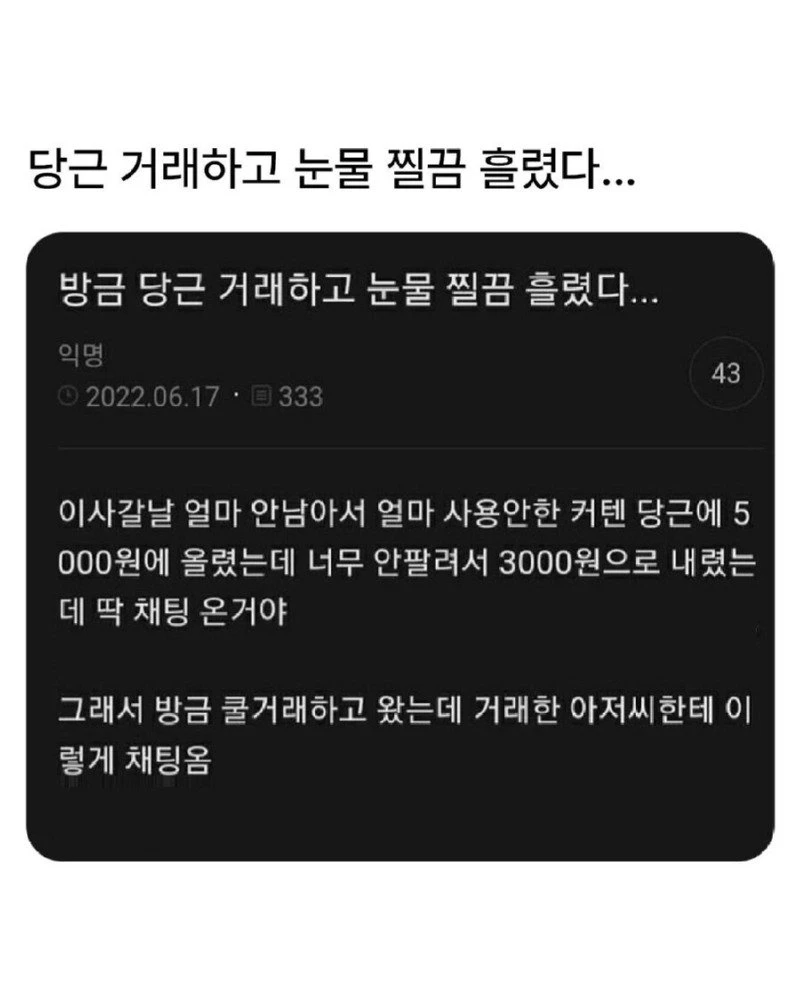 어떤 아저씨와 당근 거래를 하였다
